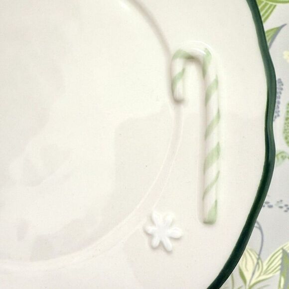 Anthropologie Holifaye Stoneware Dessert Plate Holiday Christmas Ivory Red NEW - Picture 5 of 6